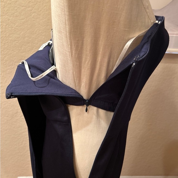 NWT Halston Heritage Strapless Draped Satin Mini Dress, Dark Navy - Picture 8 of 10